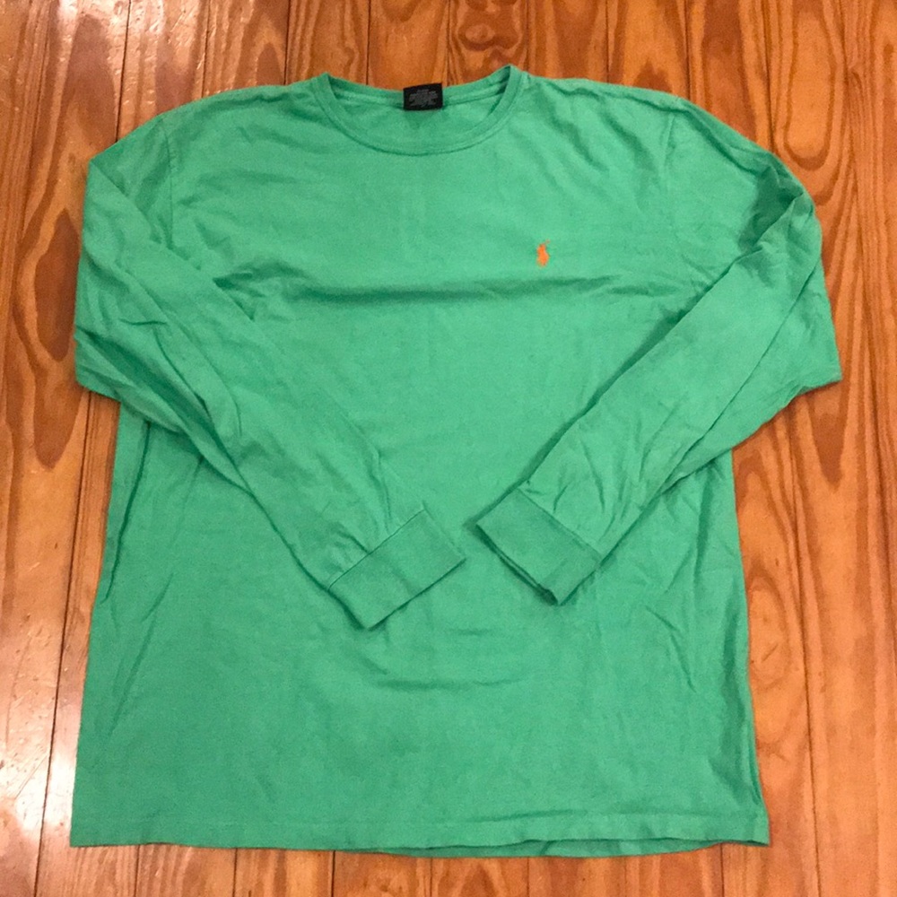 Green Polo Long Sleeve Tee.  Size lg